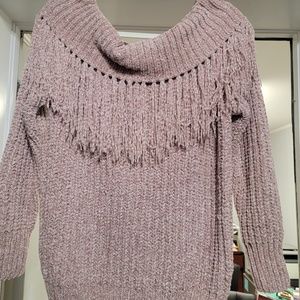 Chenille Sweater with Fringe Color Pink